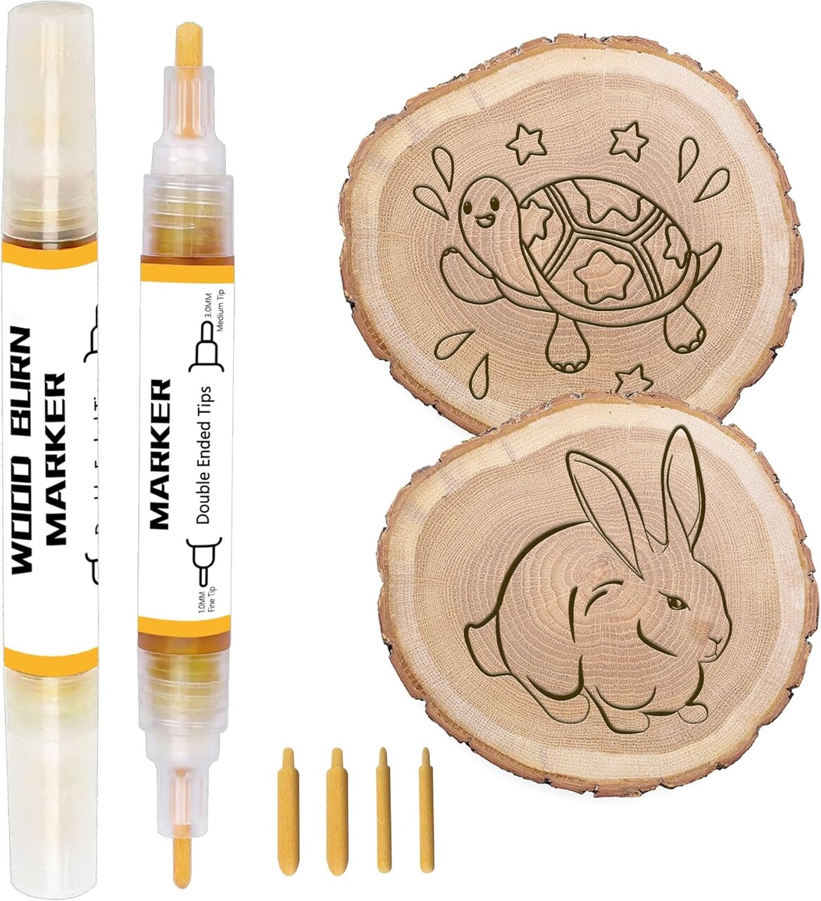 2 PCS Wood Burn Marker Pen, Wood Marker Burning Pen Used for Drawing Wooden Burning Marker, Making It an Ideal Choice for Making Gifts, Handicrafts. Suitable for Beginners(comes with 4 nibs